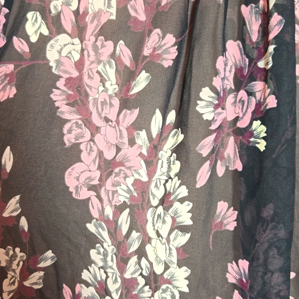 BCBGMAXAZRIA Amber Strapless Floral Print Sheer Contrast Gown | Size 2 - Picture 11 of 17